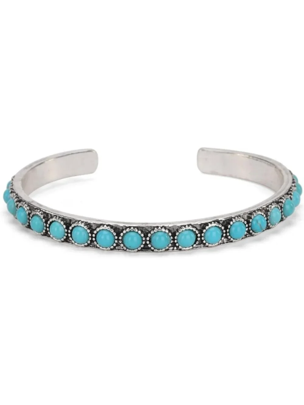 Bohemian Turquoise Cuff Bangle Bracelet for Women - Rustic Cowgirl Style Jewelry